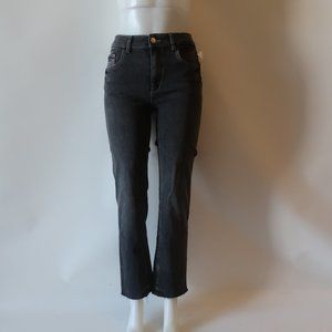 NWT Womens DL1961 Patti Straight Black Tornado Raw High Rise Denim Jeans 26